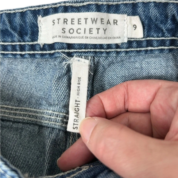 Streetwear Society high-raise jeans, Size 9, mid-blue, carpenter denim pants - Picture 4 of 6